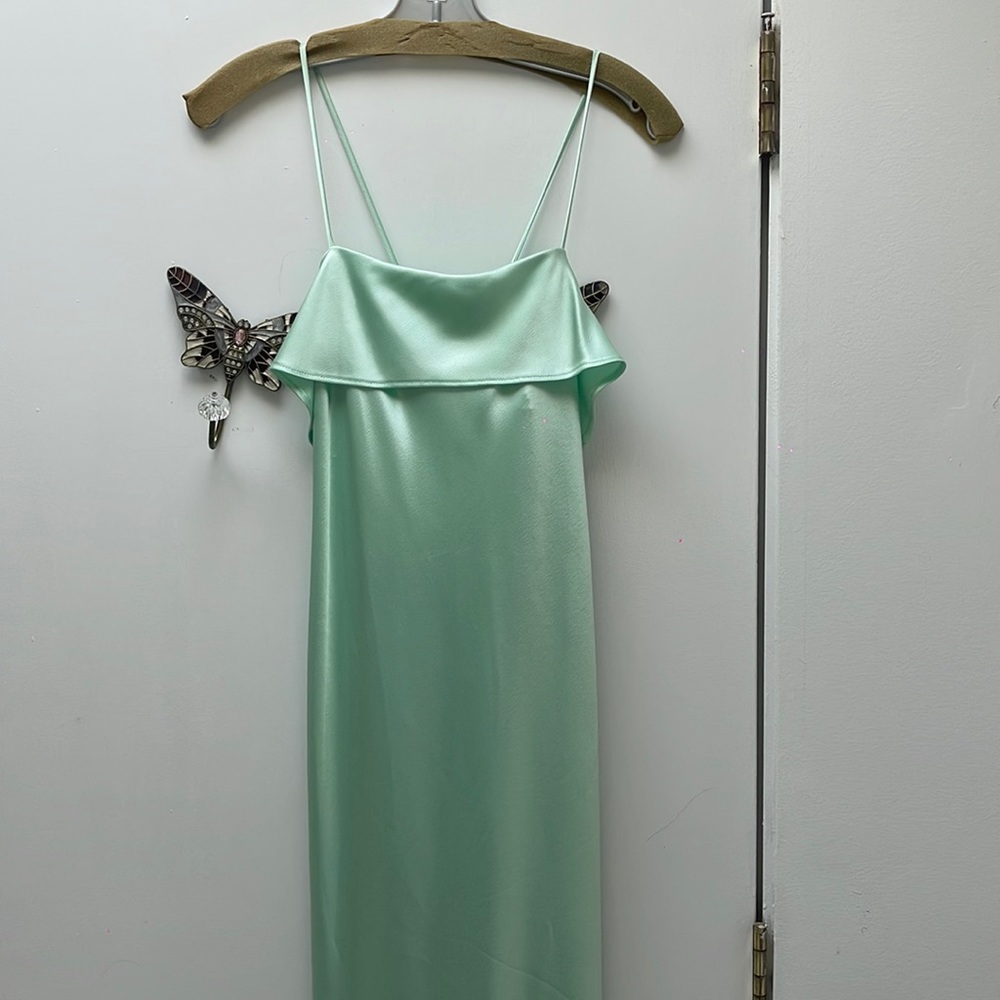 Brand new with tags mint green satin floor length gown/ dress